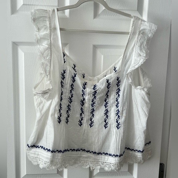 Anthropologie 2x BNWT pintuck cotton embroidered shirt - Picture 2 of 7